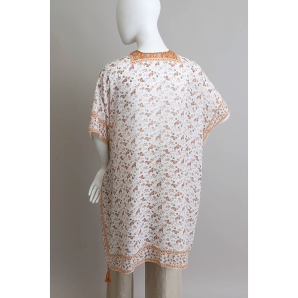 Camel Ditsy Floral Boho Bohemian Tassel Paisley Kimono Casual Wrap Top One Size - Picture 6 of 6